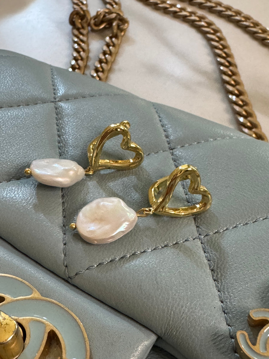 Pearl Heart Earrings