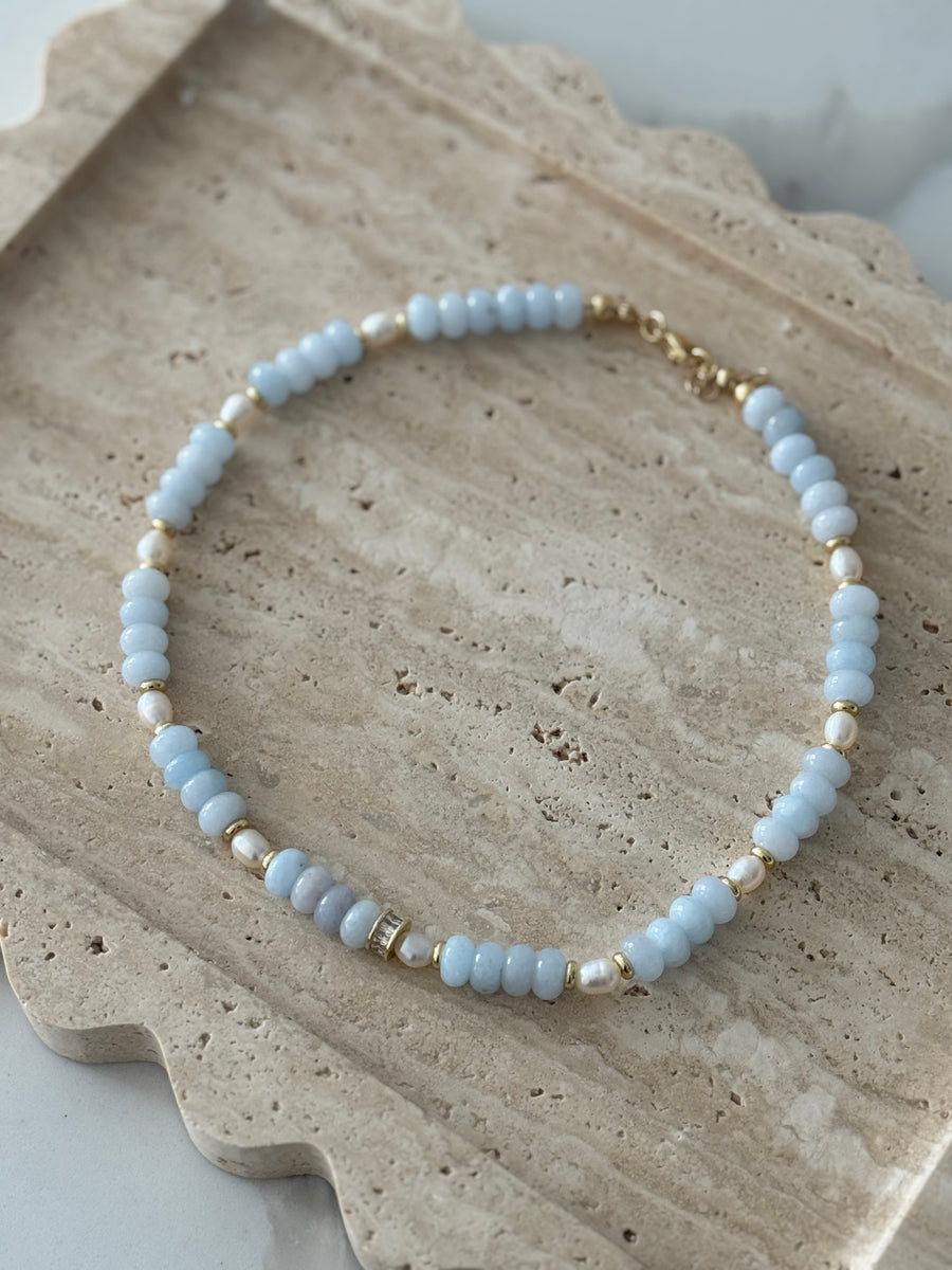 Denim Blue Beaded Necklace