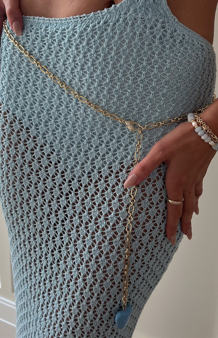 Blue Heart Belt Chain