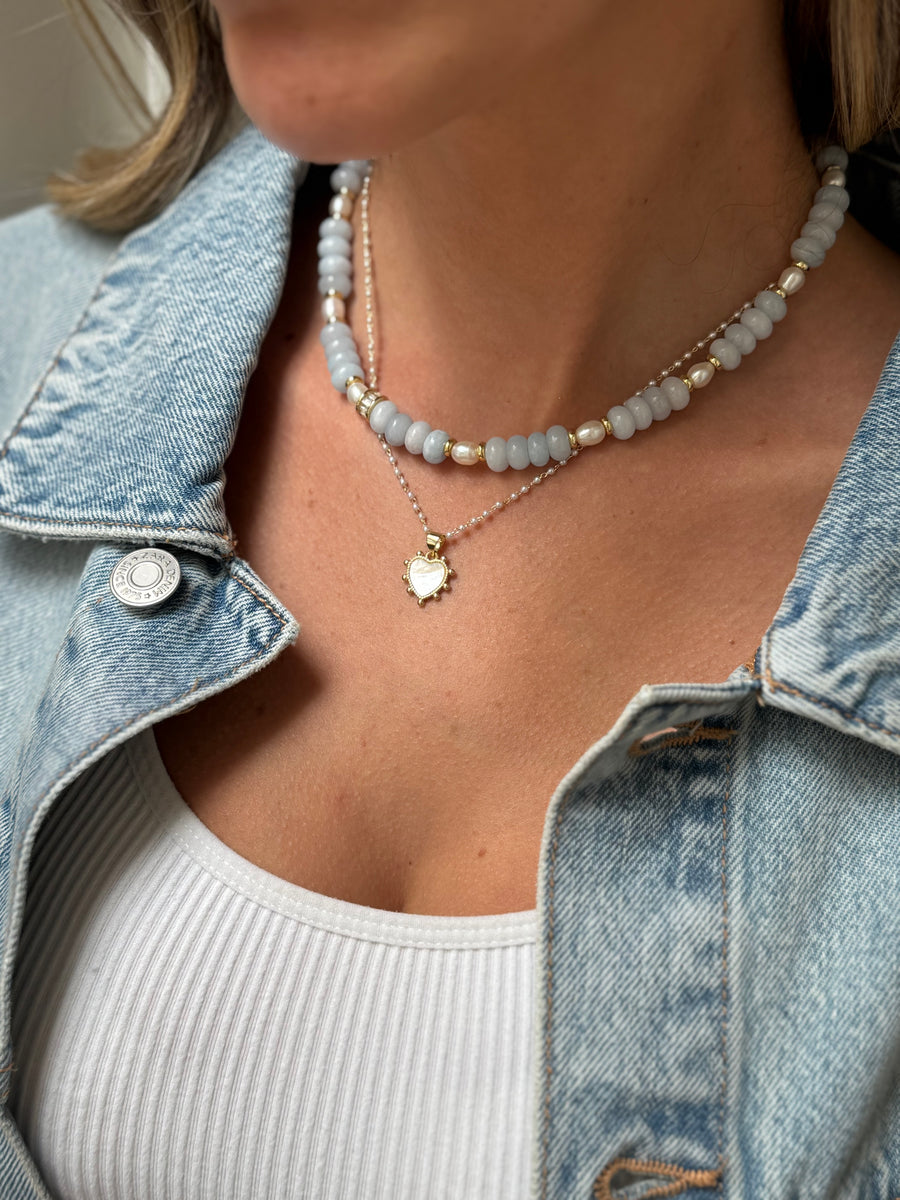 Pearly Mini Heart Necklace
