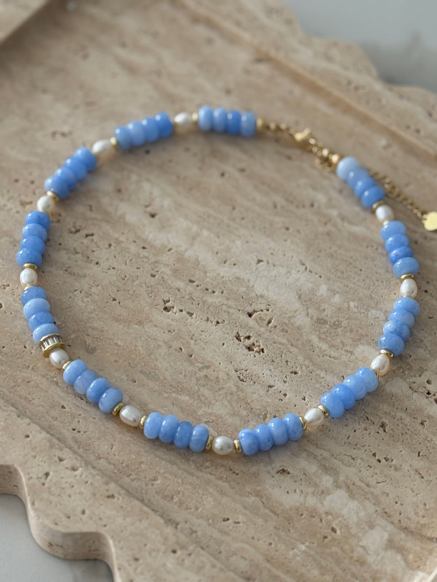 Denim Blue Beaded Necklace