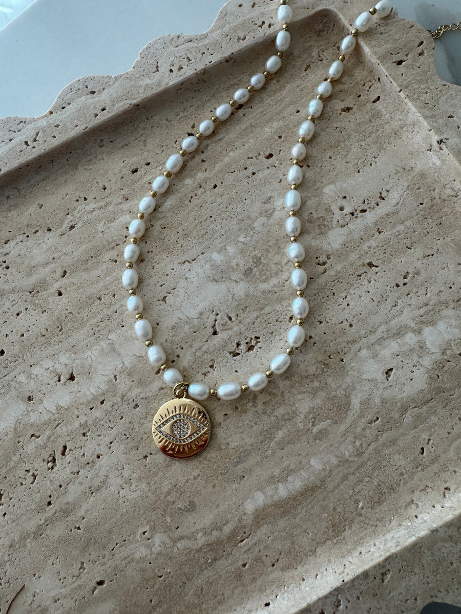 Pearl & Lucky Eye Necklace