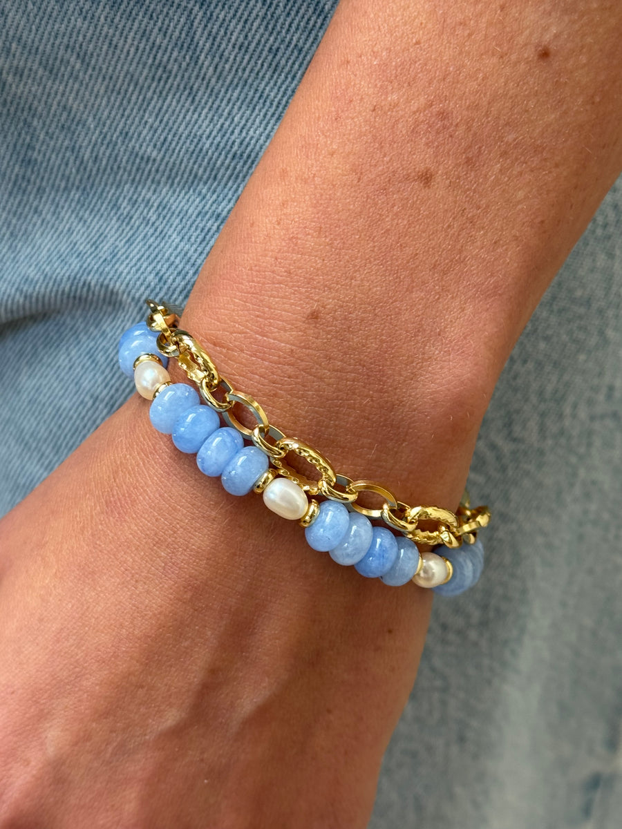 Denim Blue Beaded Bracelets