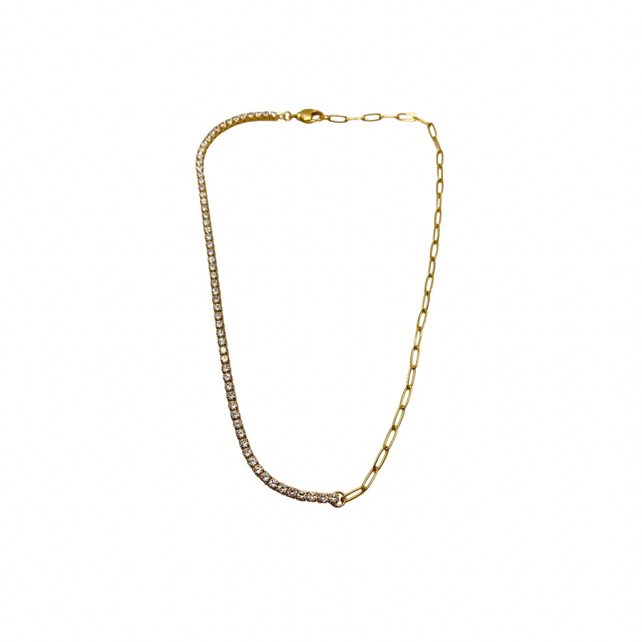 Diana Tennis & Paperclip Necklace