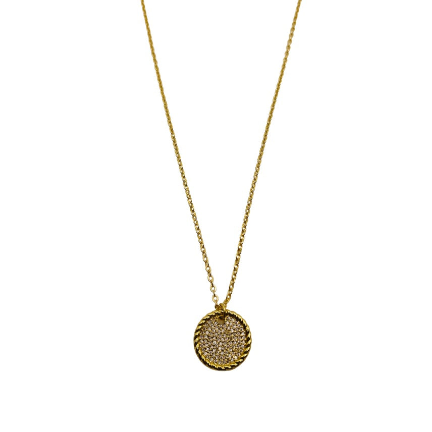 Willow Cubic Zirconia Disk Necklace